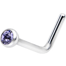 Load image into Gallery viewer, 18G Purple Gem Stainless Steel L-Shaped Nose Ring 1/4