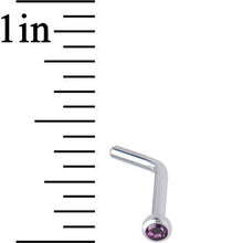 Load image into Gallery viewer, 18G Purple Gem Stainless Steel L-Shaped Nose Ring 1/4