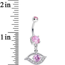 将图片加载到图库查看器,Pink Clear Gem Mysterious and Exquisite Eye Dangle Belly Ring