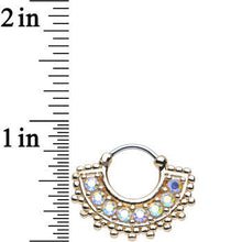 Load image into Gallery viewer, 16G 3/8 Aurora CZ Gold IP Tribal Queen Septum Clicker