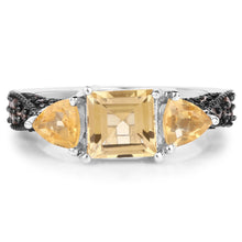 Load image into Gallery viewer, 2.71 Carat Genuine Citrine and Champagne Diamond .925 Sterling Silver Ring