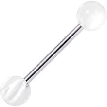 Load image into Gallery viewer, White Acrylic Marvelously Marbled Barbell Tongue Ring