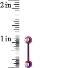 将图片加载到图库查看器,Front Gem Purple Anodized Titanium Nipple Barbell Set