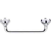 Load image into Gallery viewer, 14G Clear Prong Gem 3/4 Steel Staple Surface Barbell 2mm Rise