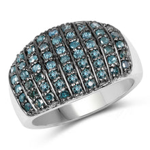 Load image into Gallery viewer, 0.83 Carat Genuine Blue Diamond and White Diamond .925 Sterling Silver Ring