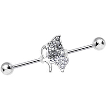 Load image into Gallery viewer, Clear Gem Sweet Sparkling Butterfly Industrial Barbell