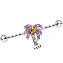 Load image into Gallery viewer, Pink Yellow Gem Taste of the Tropics Palm Tree Industrial Barbell