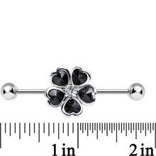 将图片加载到图库查看器,Black Blossoming Flower of Hearts Industrial Barbell