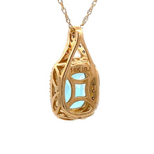 Load image into Gallery viewer, Blue Topaz Diamond Fashion Pendants 14KT Yellow Gold