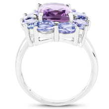 Load image into Gallery viewer, 5.24 Carat Genuine Amethyst & Tanzanite .925 Sterling Silver Ring