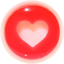 Load image into Gallery viewer, 0G White Red Acrylic Adoring Heart Saddle Plug