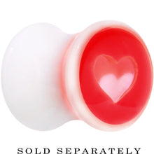 Load image into Gallery viewer, 0G White Red Acrylic Adoring Heart Saddle Plug