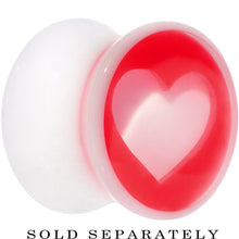 Load image into Gallery viewer, 00G White Red Acrylic Adoring Heart Saddle Plug