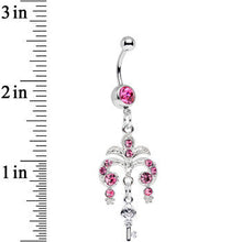 Load image into Gallery viewer, Pink Gem Foliage Fountain Glamour Key Dangle Belly Ring