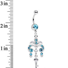 Load image into Gallery viewer, Aqua Gem Foliage Fountain Glamour Key Dangle Belly Ring