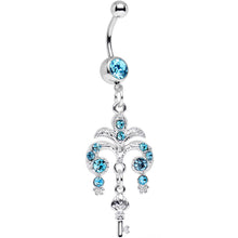 Load image into Gallery viewer, Aqua Gem Foliage Fountain Glamour Key Dangle Belly Ring