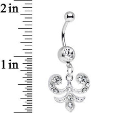 Load image into Gallery viewer, Clear Gem Elaborate French Swirls Dangle Belly Ring