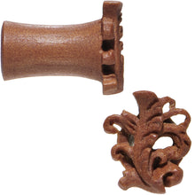 Load image into Gallery viewer, 2G Organic Wood Whispering Wind Leaf Hand Carved Plug Set