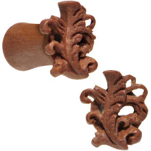 Load image into Gallery viewer, 2G Organic Wood Whispering Wind Leaf Hand Carved Plug Set