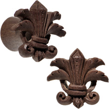 Load image into Gallery viewer, 7/16 Organic Wood Fleur-De-Lis Hand Carved Plug Set