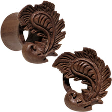 Load image into Gallery viewer, 5/8 Organic Wood Heaven's Nectar Hand Carved Plug Set