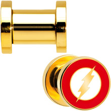 将图片加载到图库查看器,2G Gold Plated Licensed The Flash Logo Screw Fit Plug Set