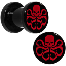 Load image into Gallery viewer, 2G Black Acrylic Licensed Hydra Logo Screw Fit Plug Set