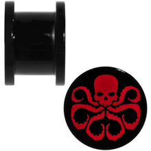 Load image into Gallery viewer, 1/2 Black Acrylic Licensed Hydra Logo Screw Fit Plug Set