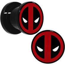 将图片加载到图库查看器,00G Black Acrylic Licensed Deadpool Logo Screw Fit Plug Set