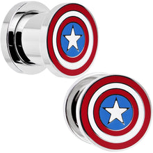 Load image into Gallery viewer, 00G Stainless Steel Licensed Captain America Screw Fit Plug Set