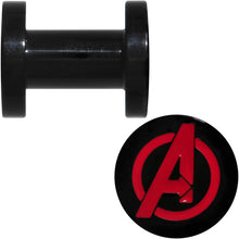 Load image into Gallery viewer, 4G Black PVD Licensed Avengers Logo Screw Fit Plug Set