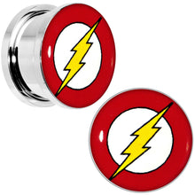 将图片加载到图库查看器,5/8 Stainless Steel Licensed The Flash Logo Screw Fit Plug Set