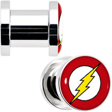 将图片加载到图库查看器,0G Stainless Steel Licensed The Flash Logo Screw Fit Plug Set