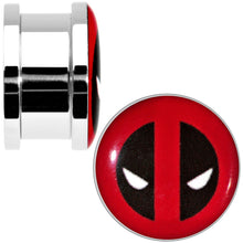 Load image into Gallery viewer, 5/8 Stainless Steel Licensed Deadpool Logo Screw Fit Plug Set