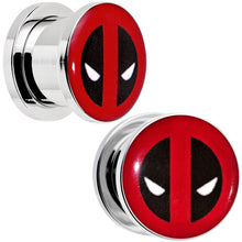 将图片加载到图库查看器,1/2 Stainless Steel Licensed Deadpool Logo Screw Fit Plug Set