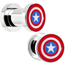 Load image into Gallery viewer, 2G Steel Licensed Captain America Logo Screw Fit Plug Set