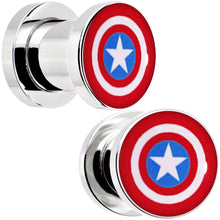 Load image into Gallery viewer, 0G Steel Licensed Captain America Logo Screw Fit Plug Set