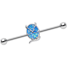 Load image into Gallery viewer, Imitation Light Blue Opal Serious Owl Industrial Barbell