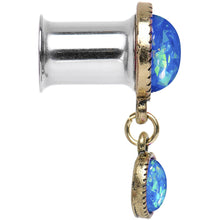Load image into Gallery viewer, Double Aqua Imitation Opal Dangle Plug Sizes 5mm to 1 Inch