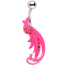 Load image into Gallery viewer, Pink Gem Studded Glamorous Pink Peacock Belly Ring