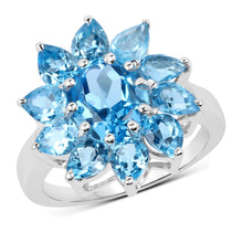 Load image into Gallery viewer, 6.35 Carat Genuine Swiss Blue Topaz .925 Sterling Silver Ring