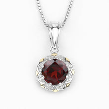 Load image into Gallery viewer, 2.32 Carat Genuine Garnet and White Diamond 14K Yellow Gold with .925 Sterling Silver Pendant