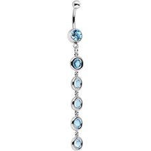 Load image into Gallery viewer, Aqua Gem Skinny Line Drop Dangle Belly Ring