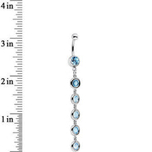 Load image into Gallery viewer, Aqua Gem Skinny Line Drop Dangle Belly Ring