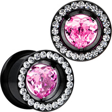 Load image into Gallery viewer, 13mm Pink Heart Insert Anodized Titanium Internally Threaded Plug Set