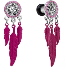 Load image into Gallery viewer, 4G Pink Gem Steel Single Flare Tree of Life Dangle Plug Set