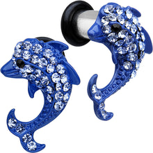 Load image into Gallery viewer, 4G Blue Anodized Stainless Steel Dolphin Single Flare Plug Set