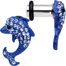 Load image into Gallery viewer, 4G Blue Anodized Stainless Steel Dolphin Single Flare Plug Set