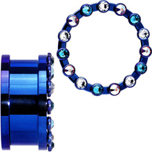 Load image into Gallery viewer, 1 inch Dark Blue Titanium Tunnels with Removable Dermal Tops