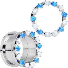 将图片加载到图库查看器,7/8 Aurora Blue Opal Gem Titanium Tunnels with Removable Dermal Tops